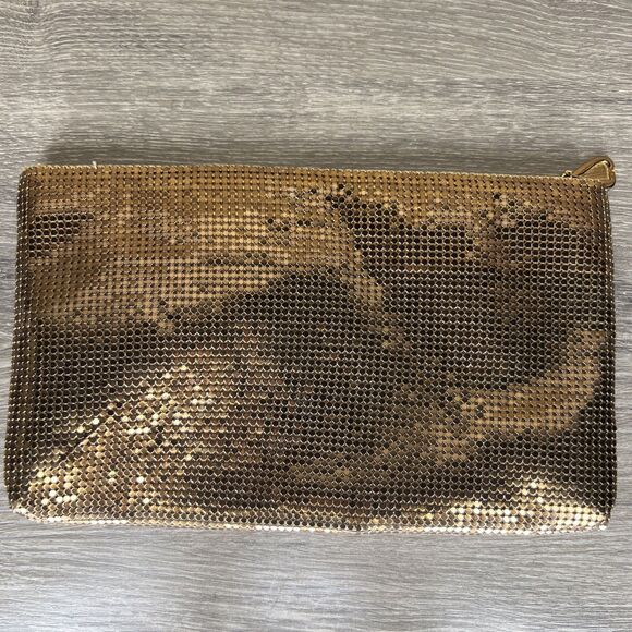 Vintage Whiting & Davis Copper Mesh Zipper Clutch Makeup or Travel Pouch Glam - Picture 3 of 10
